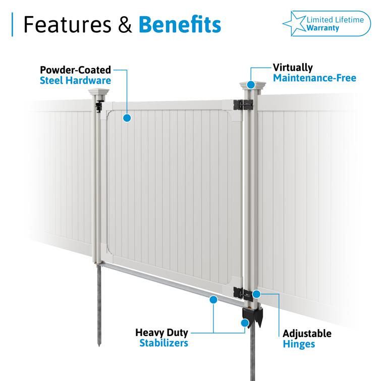Vinyl Privacy Gate — 6×6 | Adjustable Width | Ships Fast